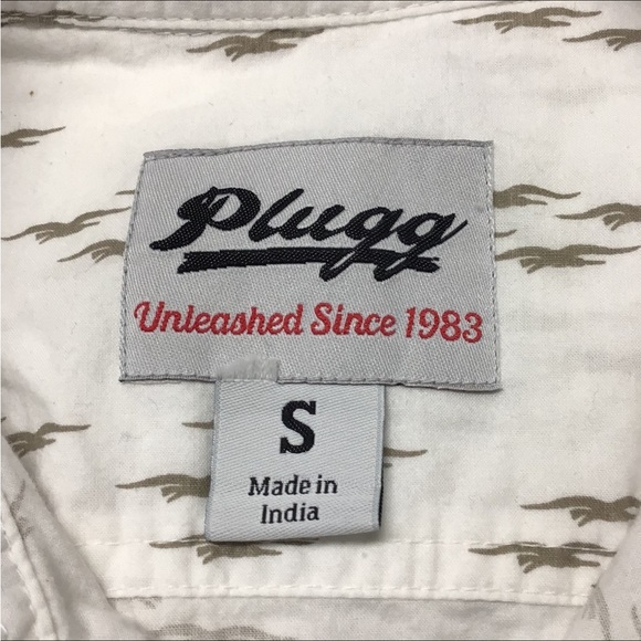 Plugg Mens Short Sleeve Button Down Casual Shirt, White, size S - Picture 6 of 13